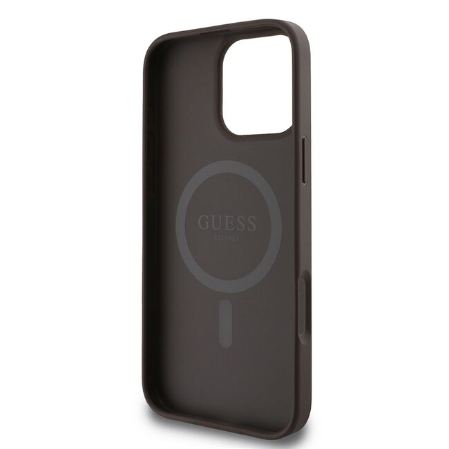 Husa pentru  iPhone 16 Pro cu MagSafe Guess - Hardcase 4G Series - maro