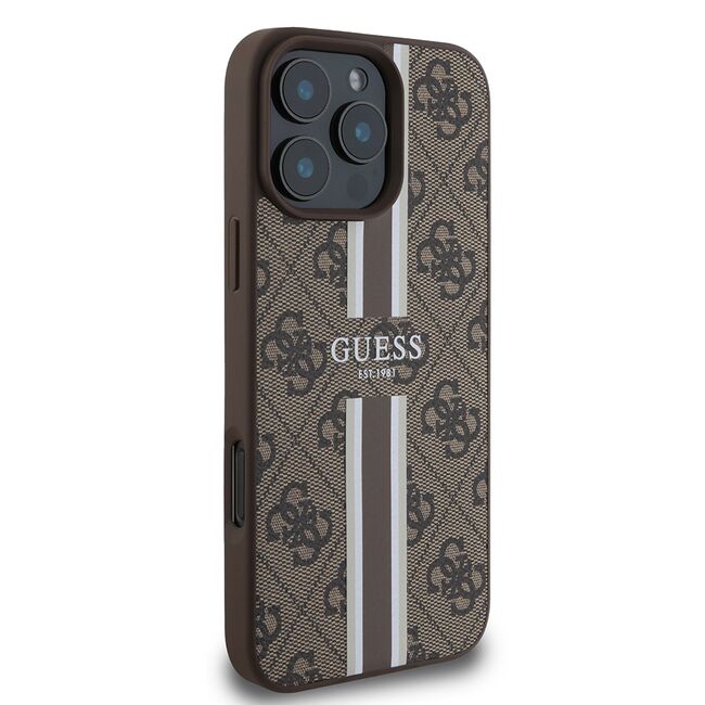 Husa pentru  iPhone 16 Pro cu MagSafe Guess - Hardcase 4G Series - maro