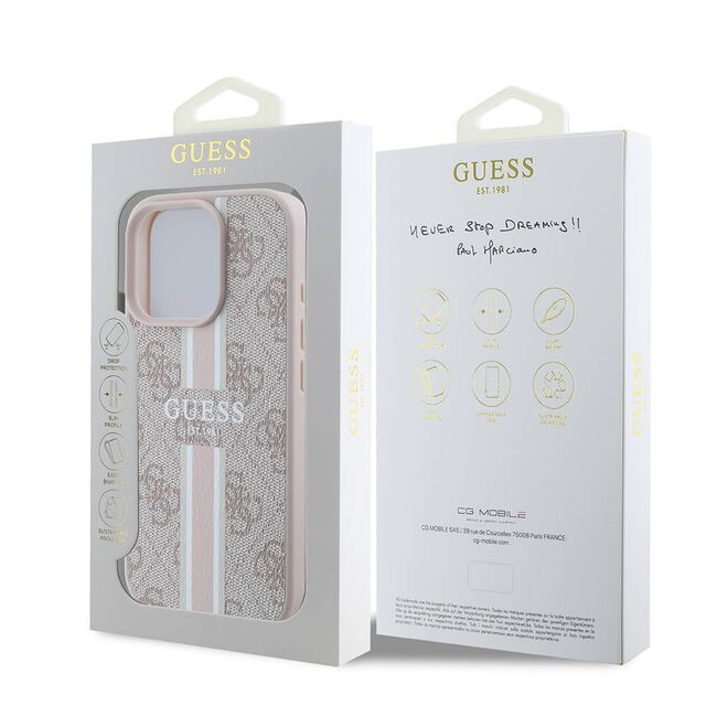 Husa pentru  iPhone 16 Pro cu MagSafe Guess - Hardcase 4G Series - roz