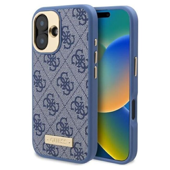 Husa pentru  iPhone 16 cu MagSafe Guess - Hardcase 4G Series - albastru inchis