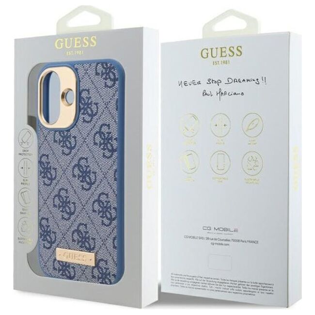Husa pentru  iPhone 16 cu MagSafe Guess - Hardcase 4G Series - albastru inchis