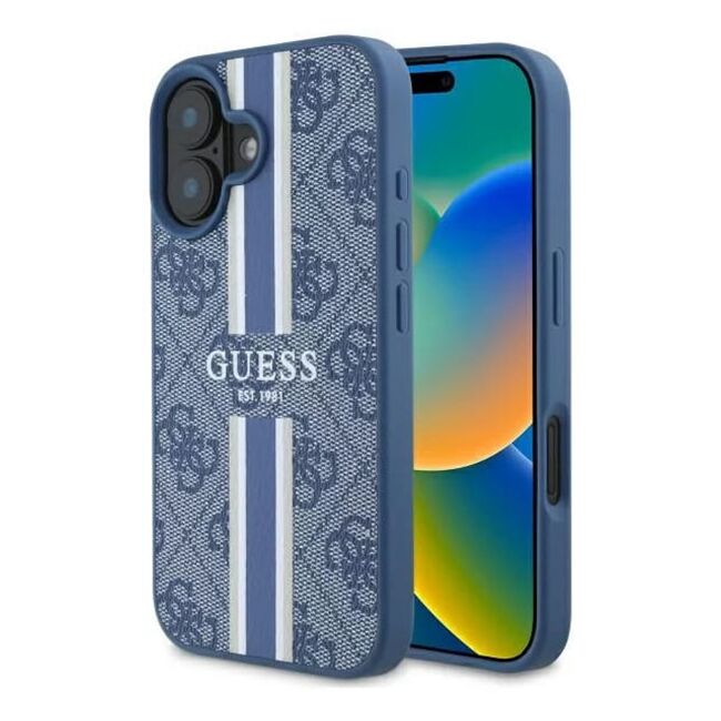 Husa pentru  iPhone 16 cu MagSafe Guess - Hardcase 4G Series - albastru