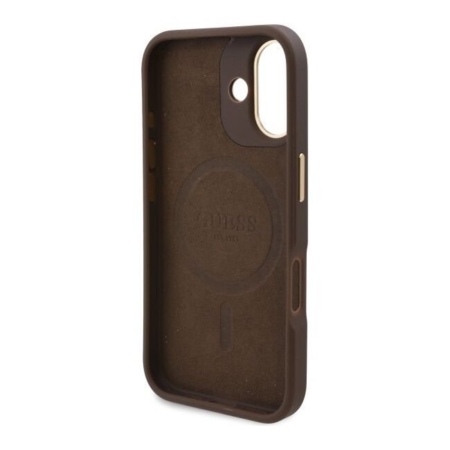 Husa pentru  iPhone 16 cu MagSafe Guess - Hardcase 4G Series - maro inchis