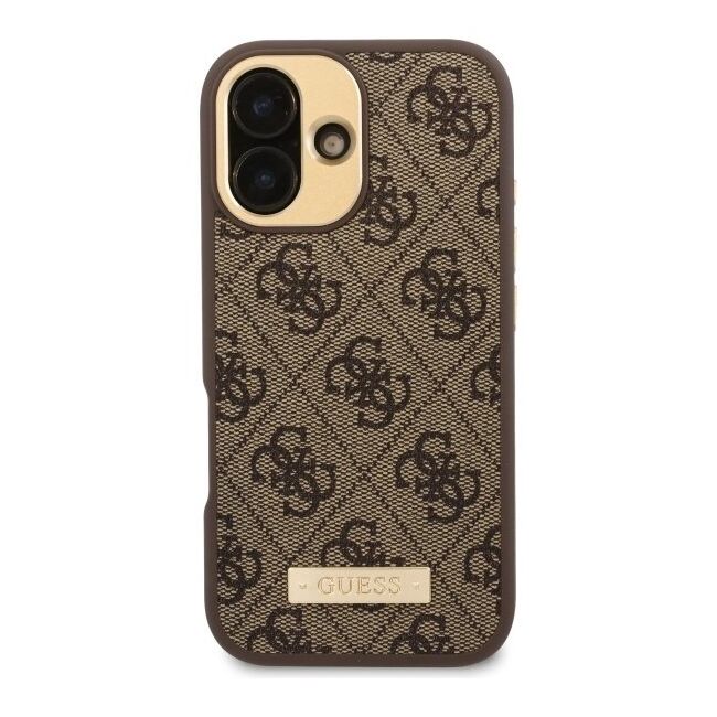 Husa pentru  iPhone 16 cu MagSafe Guess - Hardcase 4G Series - maro inchis