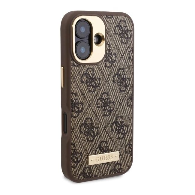 Husa pentru  iPhone 16 cu MagSafe Guess - Hardcase 4G Series - maro inchis