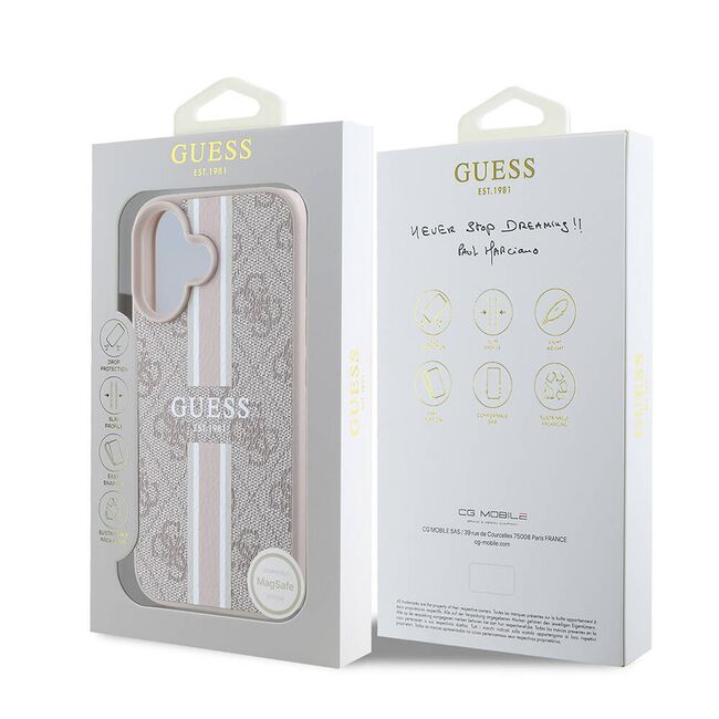 Husa pentru  iPhone 16 cu MagSafe Guess - Hardcase 4G Series - roz