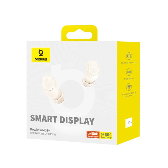 Casti Wireless Baseus Earbuds WM02+ True Wireless Stereo, Bluetooth V5.3, Smart Display - Alb