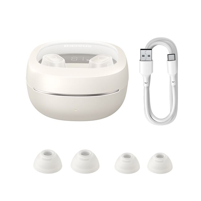 Casti Wireless Baseus Earbuds WM02+ True Wireless Stereo, Bluetooth V5.3, Smart Display - Alb