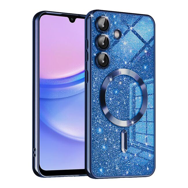 Husa pentru  Samsung Galaxy A15 cu MagSafe Sparkle Glare Detachable Layer, cu protectie lentile - albastru