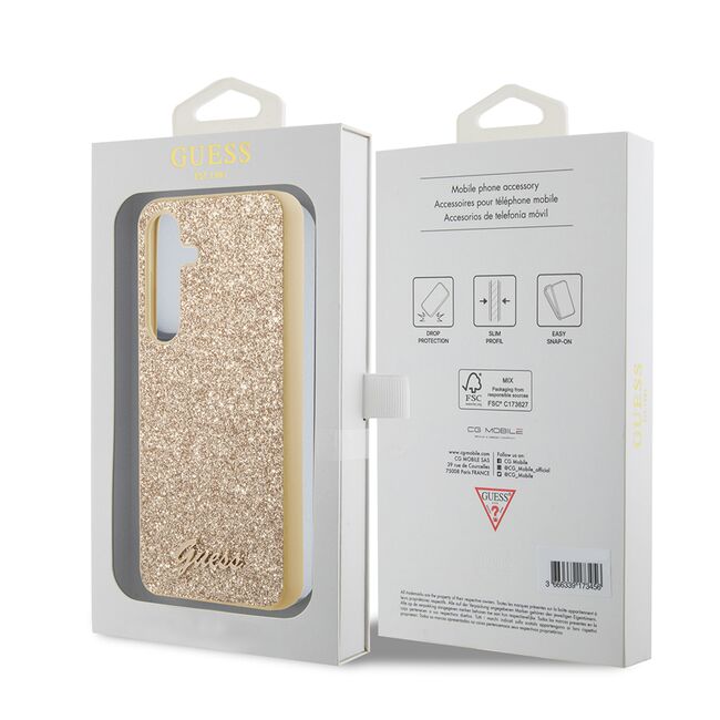 Husa pentru  Samsung Galaxy S24+ Plus Guess - Glitter Fixed - auriu