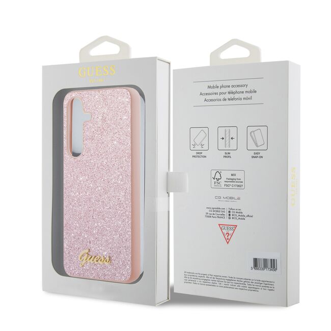Husa pentru  Samsung Galaxy S24 Guess - Glitter Fixed - alb