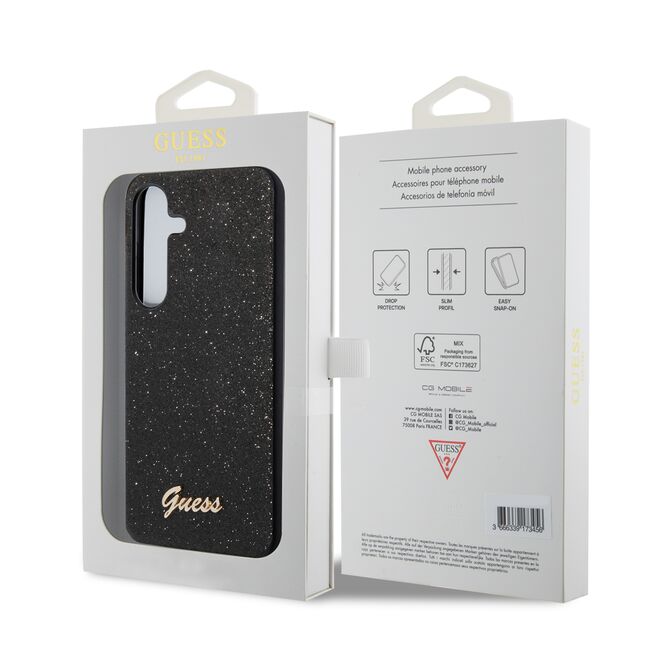 Husa pentru  Samsung Galaxy S24 Guess - Glitter Fixed - negru