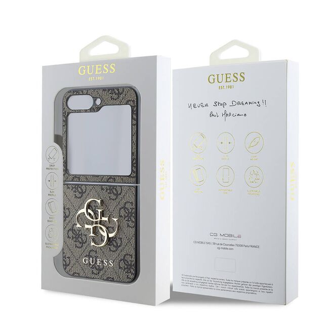 Husa pentru  Samsung Galaxy Z Flip 6 Guess - Leather 4G Triangle Strass - maro