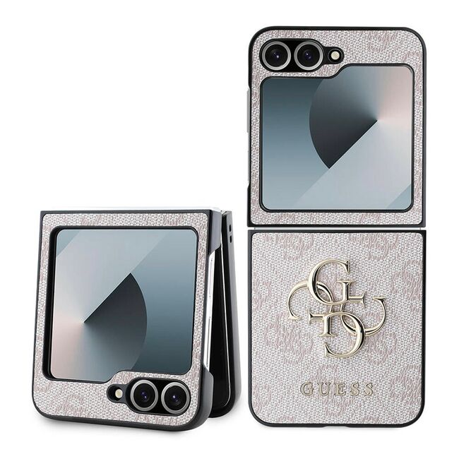 Husa pentru  Samsung Galaxy Z Flip 6 Guess - Leather 4G Triangle Strass - roz