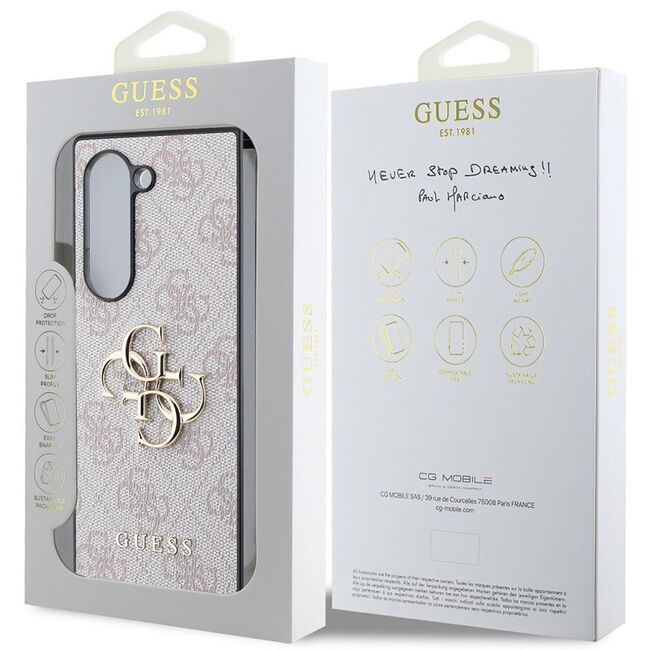 Husa pentru  Samsung Galaxy Z Fold 6 Guess - Leather 4G Triangle Strass - roz