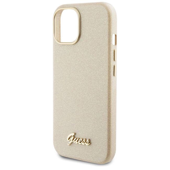 Husa pentru  iPhone 15 Guess - Glitter Fixed - bej
