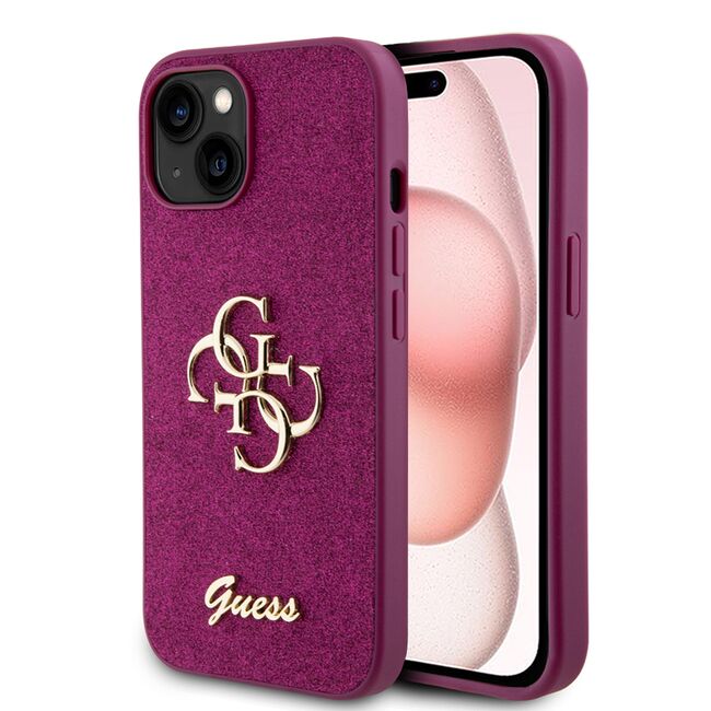 Husa pentru  iPhone 15 Guess - Glitter Fixed - mov deschis