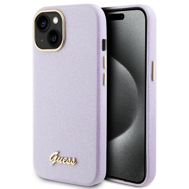 Husa pentru  iPhone 15 Guess - Glitter Fixed - mov