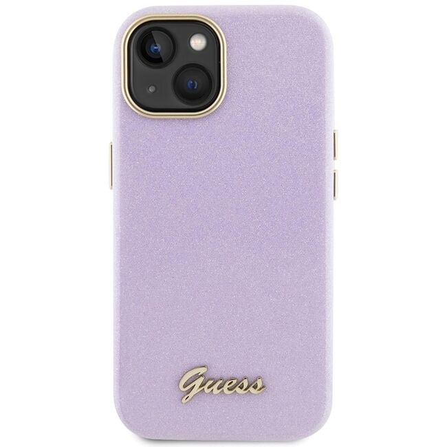 Husa pentru  iPhone 15 Guess - Glitter Fixed - mov