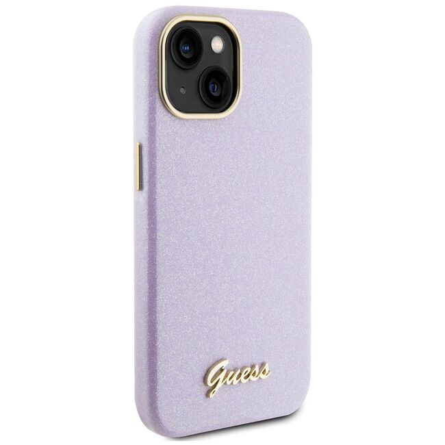 Husa pentru  iPhone 15 Guess - Glitter Fixed - mov