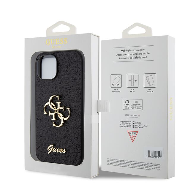Husa pentru  iPhone 15 Guess - Glitter Fixed - negru