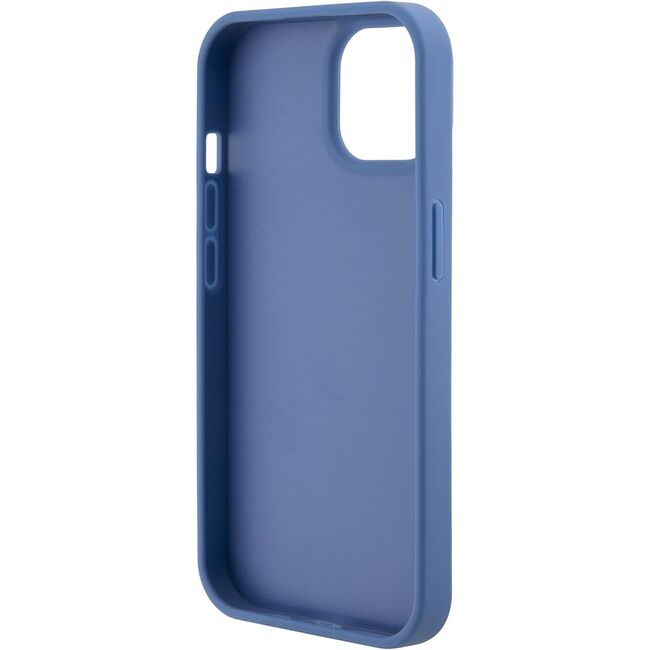 Husa pentru  iPhone 15 Guess - Leather 4G Triangle Strass - albastru