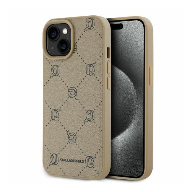 Husa pentru  iPhone 15 Karl Lagerfeld - Leather MagSafe - bej