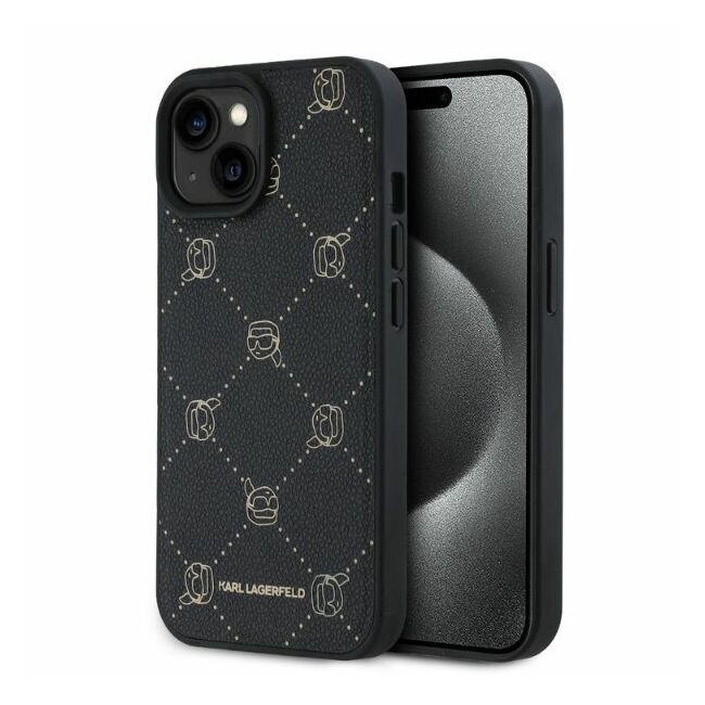 Husa pentru  iPhone 15 Karl Lagerfeld - Leather MagSafe - negru royal
