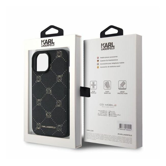 Husa pentru  iPhone 15 Karl Lagerfeld - Leather MagSafe - negru royal