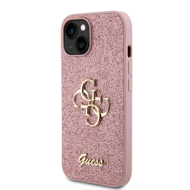 Husa pentru  iPhone 15 Plus Guess - Glitter Fixed - roz