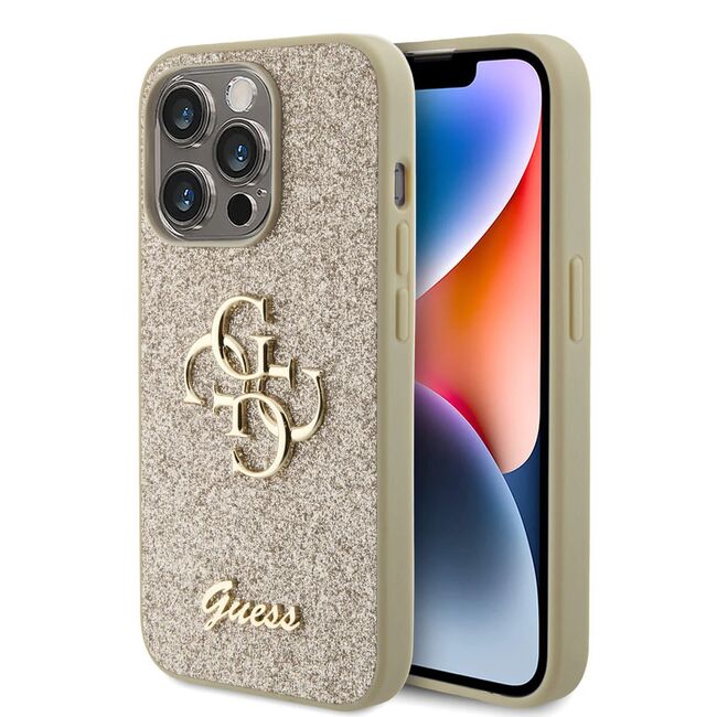 Husa pentru  iPhone 15 Pro Guess - Glitter Fixed - auriu