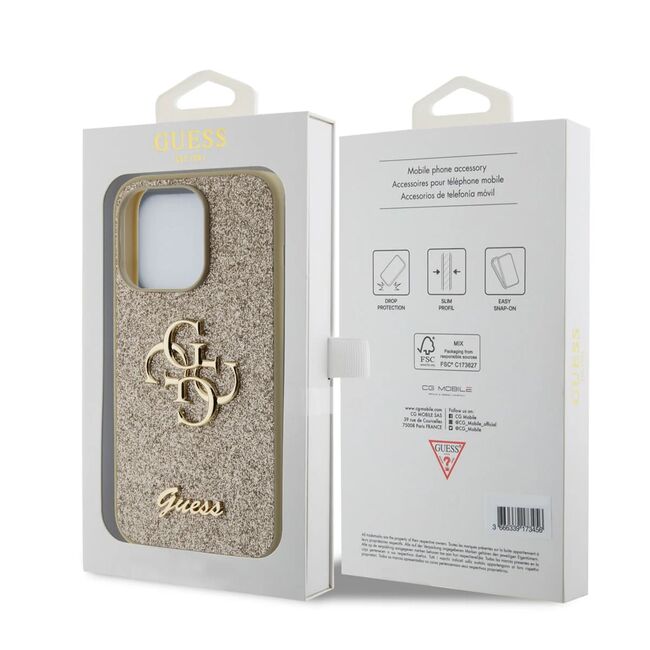 Husa pentru  iPhone 15 Pro Guess - Glitter Fixed - auriu