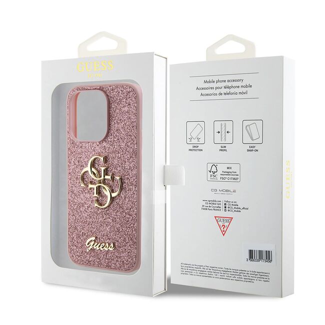 Husa pentru  iPhone 15 Pro Guess - Glitter Fixed - roz