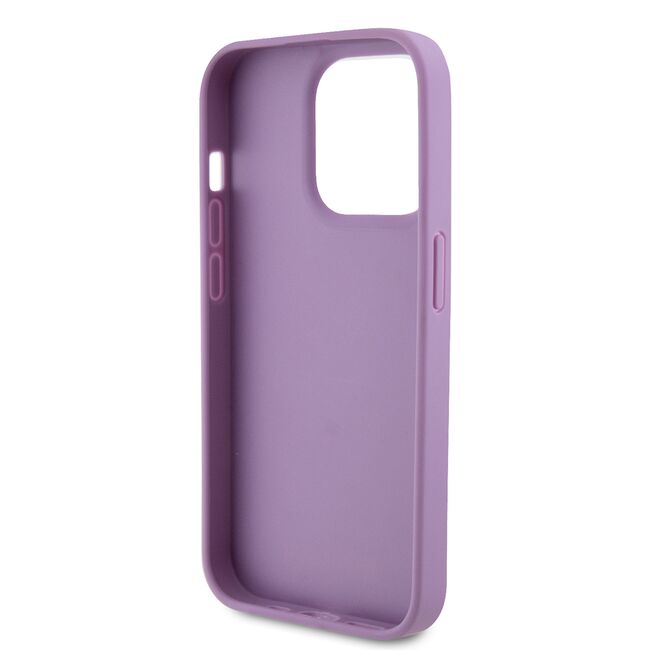 Husa pentru  iPhone 15 Pro Guess - Leather 4G Triangle Strass - mov