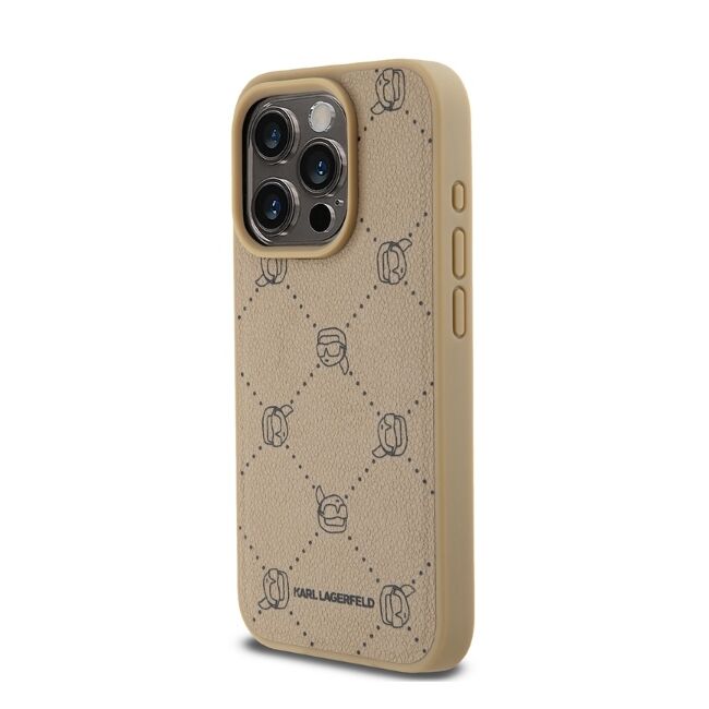 Husa pentru  iPhone 15 Pro Karl Lagerfeld - Leather MagSafe - bej