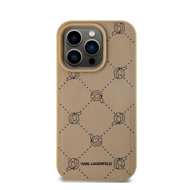 Husa pentru  iPhone 15 Pro Karl Lagerfeld - Leather MagSafe - bej