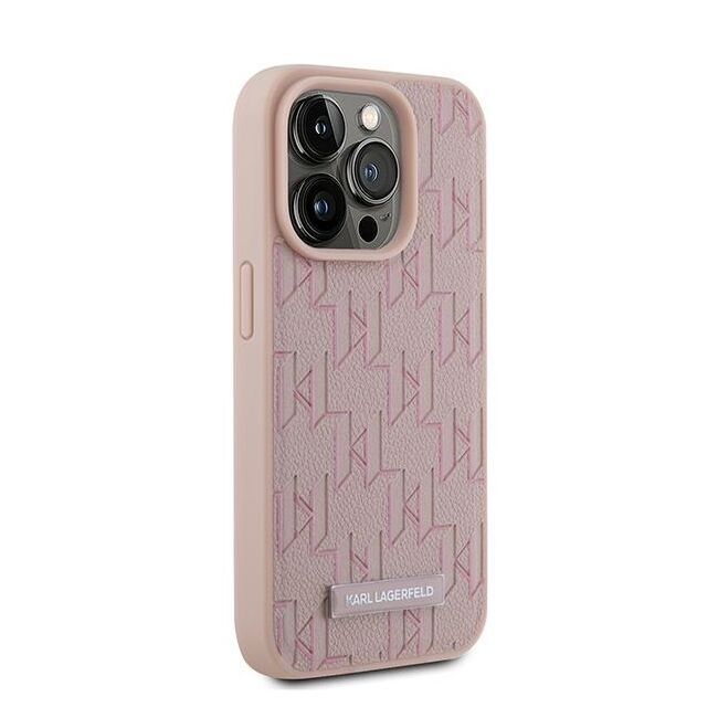 Husa pentru  iPhone 15 Pro Karl Lagerfeld - Leather MagSafe - roz