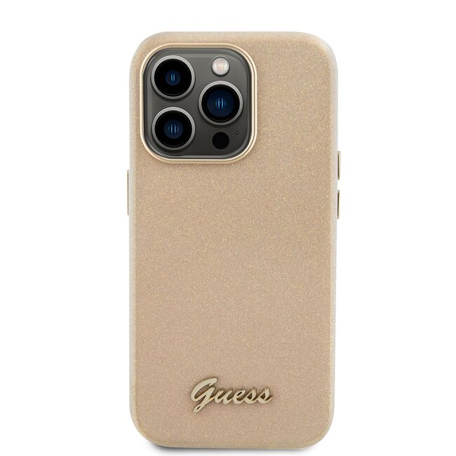 Husa pentru  iPhone 15 Pro Max Guess - Glitter Fixed - bej