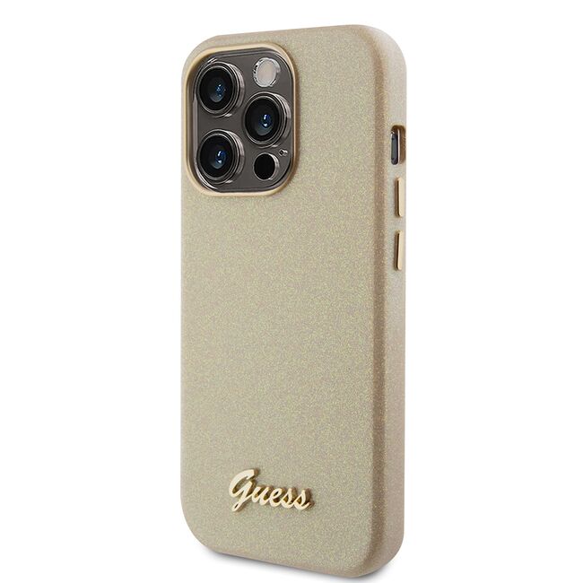 Husa pentru  iPhone 15 Pro Max Guess - Glitter Fixed - bej
