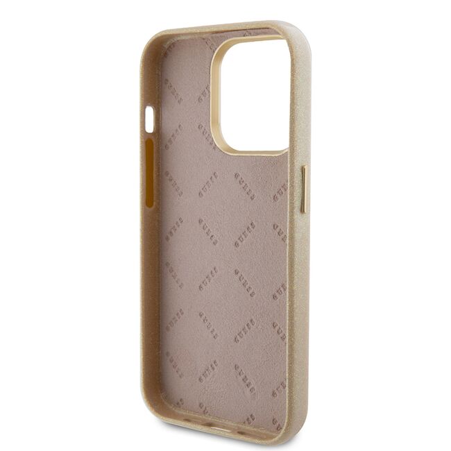Husa pentru  iPhone 15 Pro Max Guess - Glitter Fixed - bej