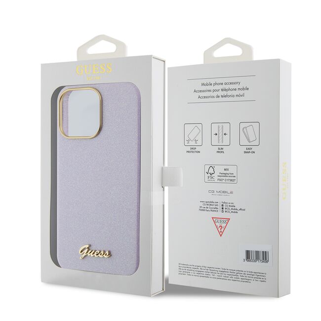 Husa pentru  iPhone 15 Pro Max Guess - Glitter Fixed - mov