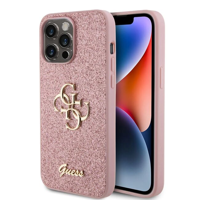 Husa pentru  iPhone 15 Pro Max Guess - Glitter Fixed - roz