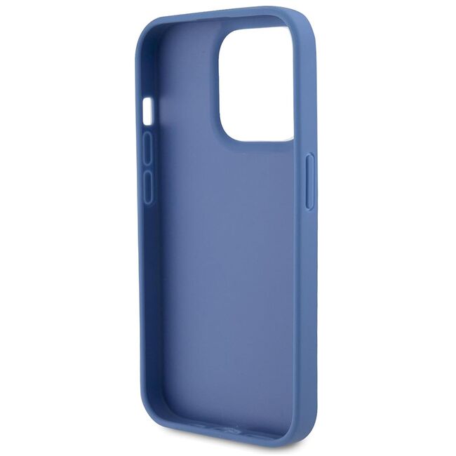 Husa pentru  iPhone 15 Pro Max Guess - Leather 4G Triangle Strass - albastru