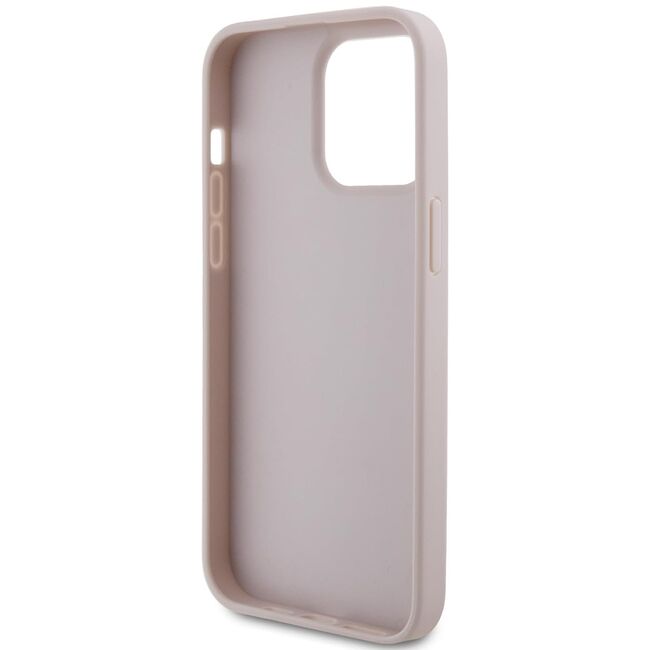 Husa pentru  iPhone 15 Pro Max Guess - Leather 4G Triangle Strass - roz