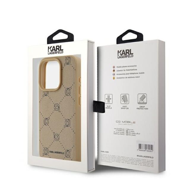 Husa pentru  iPhone 15 Pro Max Karl Lagerfeld - Leather MagSafe - bej