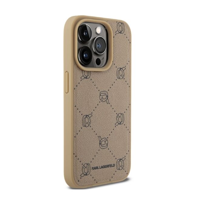 Husa pentru  iPhone 15 Pro Max Karl Lagerfeld - Leather MagSafe - bej