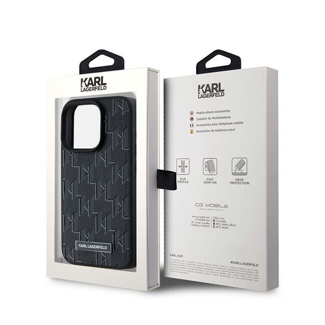 Husa pentru  iPhone 15 Pro Max Karl Lagerfeld - Leather MagSafe - negru