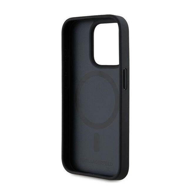 Husa pentru  iPhone 15 Pro Max Karl Lagerfeld - Leather MagSafe - negru
