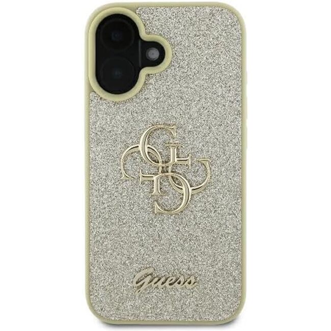 Husa pentru  iPhone 16 Guess - Glitter Fixed - alb