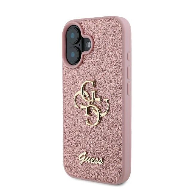 Husa pentru  iPhone 16 Guess - Glitter Fixed - alb